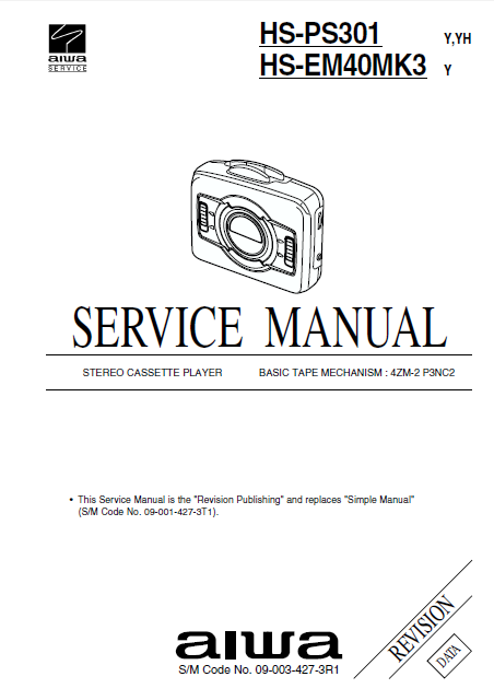 AIWA HS-PS301 Revision Stereo Cassette Player Service Manual