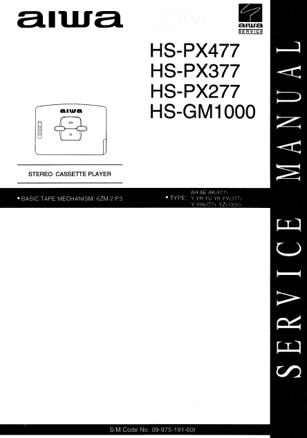 AIWA HS-PX477 Stereo Cassette Player Service Manual