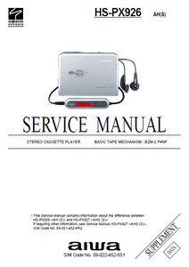 AIWA HS-PX827 Supplement Stereo Cassette Player Service Manual