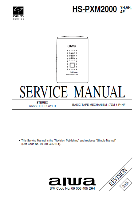 AIWA HS-PXM2000 Revision Stereo Cassette Player Service Manual