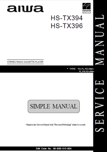 AIWA HS-TX394 Simple Stereo Radio Cassette Player Service Manual