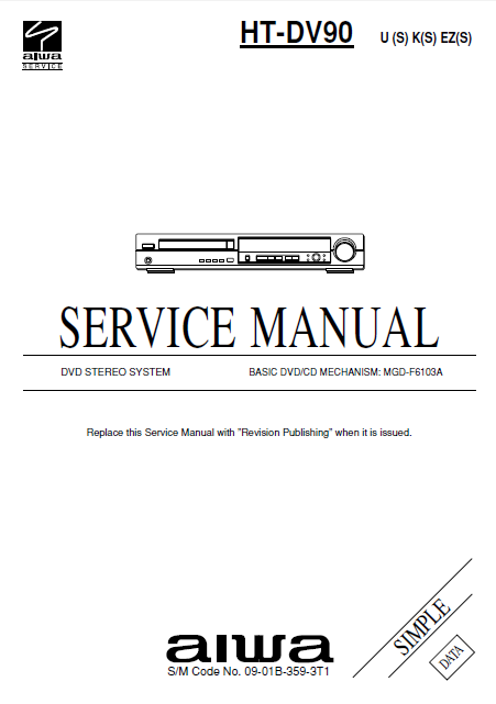 AIWA HT-DV90 Simple DVD Stereo System Service Manual