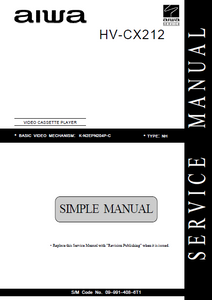AIWA HV-CX212 Simple Video Cassette Player Service Manual