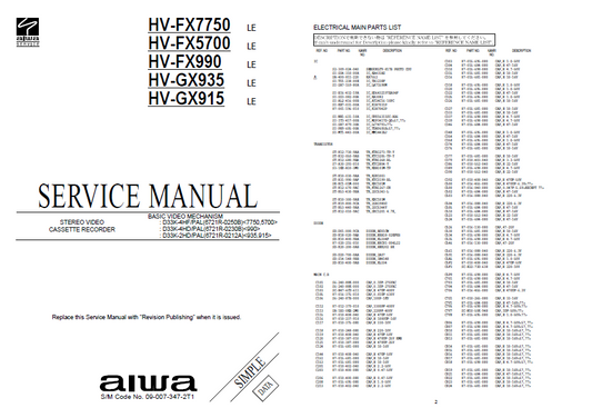 AIWA HV-FX7750_FX5700_FX990_GX915_GX935 Service Manual