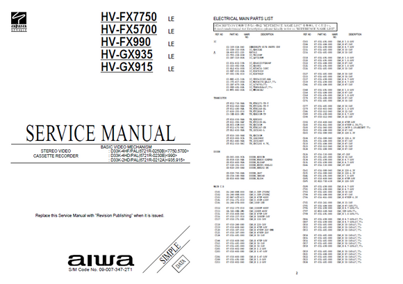 AIWA HV-FX7750_FX5700_FX990_GX915_GX935 Service Manual