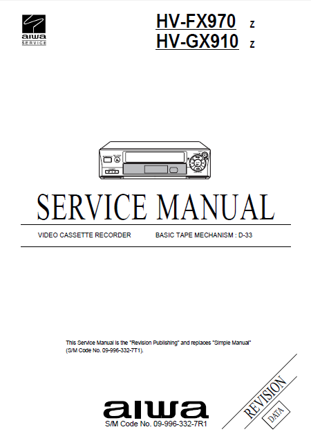 AIWA HV-FX970 GX910 Z Service Manual