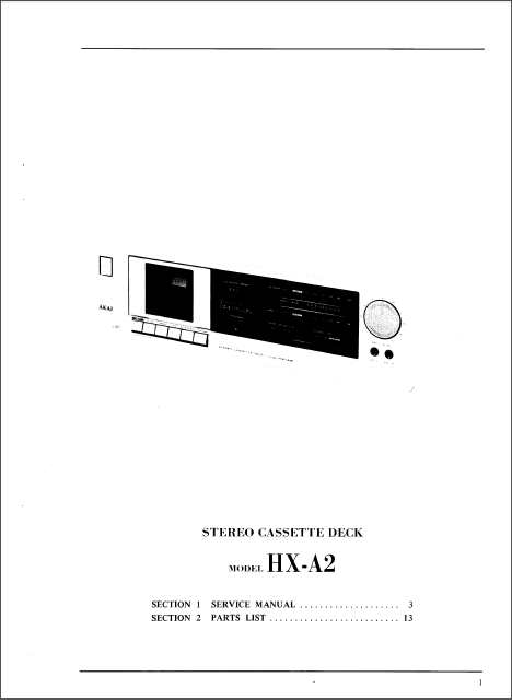 AKAI HX-A2 Stereo Cassette Deck Service Manuals