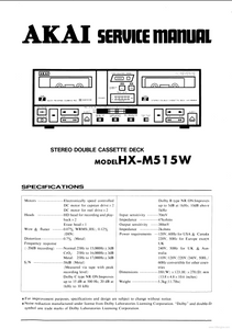 AKAI HX-M515W Stereo Double Cassette Deck Service Manuals