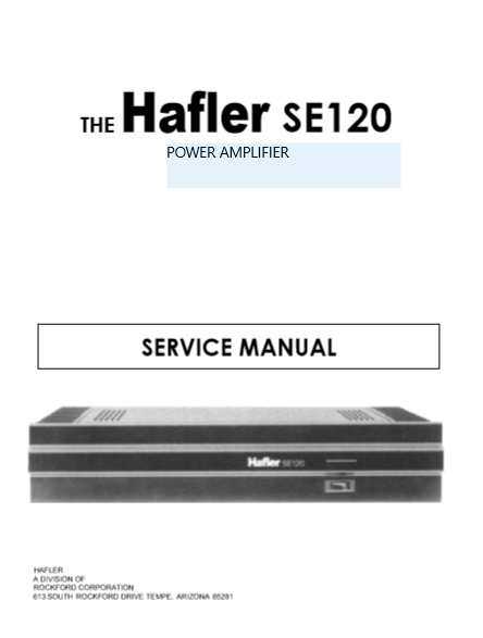 HAFLER SE120 Power Amplifier Service Manual