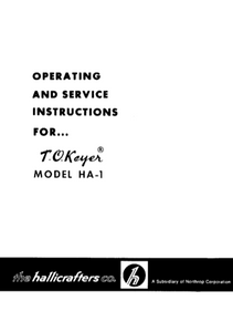 Hallicrafters Model HA-1 T O Keyer Service Manual