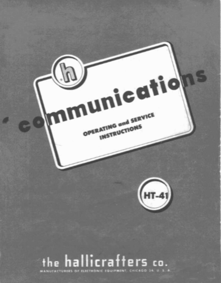 Hallicrafters Model HT-41 Linear Amplifier Service Manual