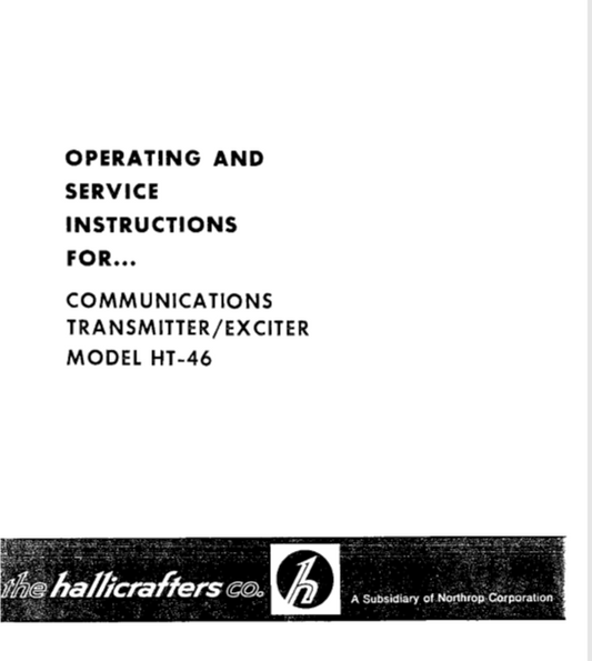 Hallicrafters Model HT-46 Transmitter Exciter Service Manual
