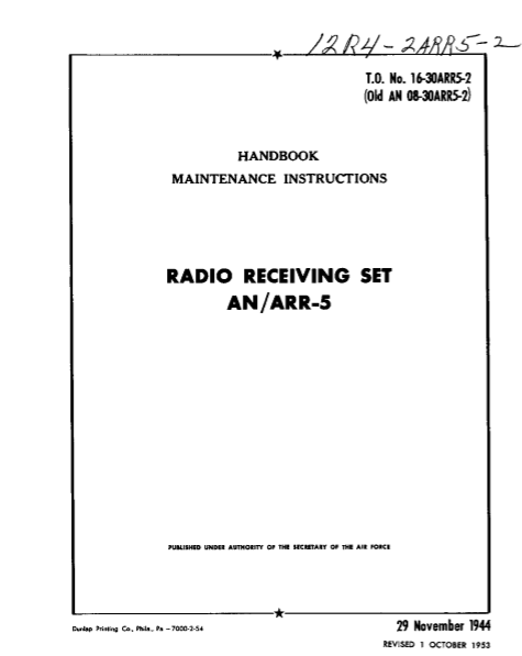 Hallicrafters Radio Receiving Set AN-APR 5 Service Manual