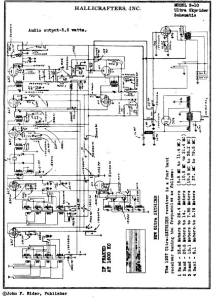 Hallicrafters Model S-10 Ultra Skyrider Schematics – Electronic Service ...