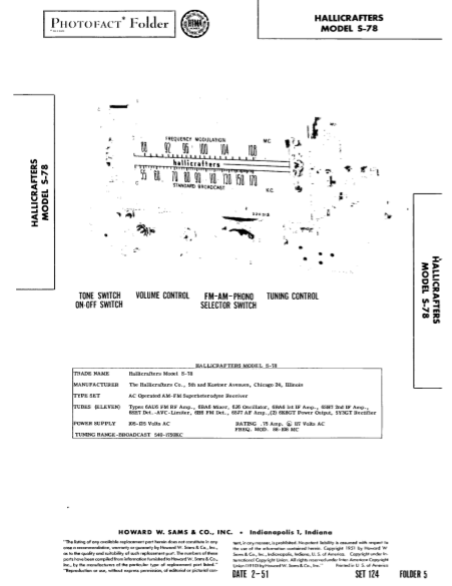 Hallicrafters Model S-78 Operation Manual