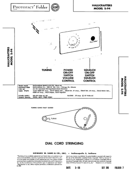 Hallicrafters Model S-94 Operation Manual
