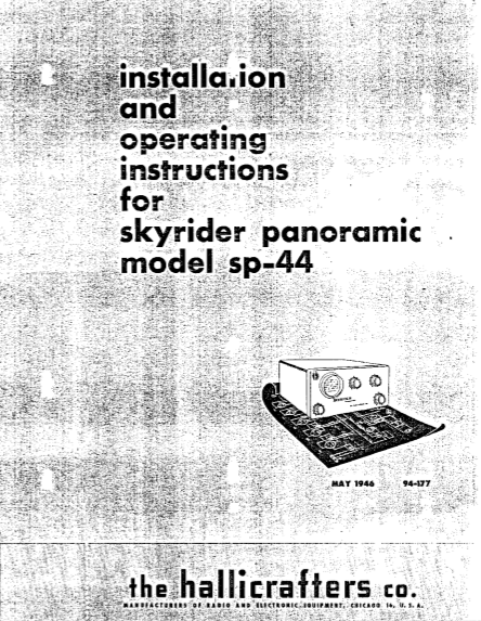 Hallicrafters Model sp-44 skyrider panoramic Operation Manual