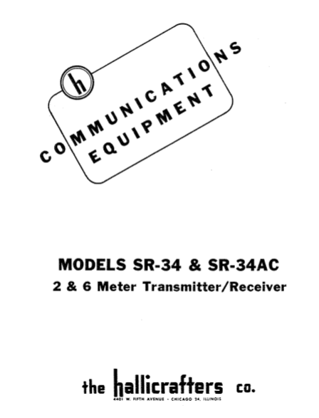 Hallicrafters Model SR-34 SR-34AC Transmitter Receiver Service Manual
