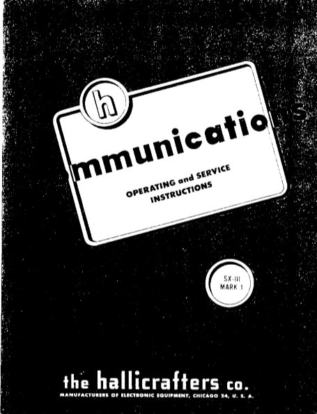 Hallicrafters Model SX-111 Mark I Selectable Sideband Receiver Service Manual