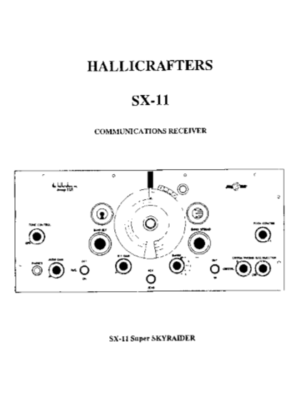 Hallicrafters Model SX-11 SuperSkyraider Service Manual