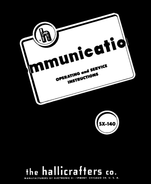 Hallicrafters Model SX-140 Receiver Service Manual