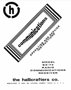 Hallicrafters Model SX-73 Radio Communication Receiver Service Manual