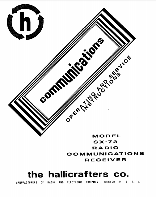 Hallicrafters Model SX-73 Radio Communication Receiver Service Manual