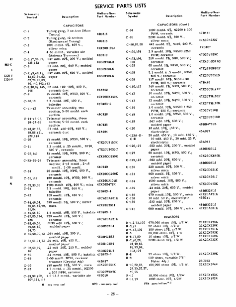 Hallicrafters Model SX-88 Parts List and Schematics