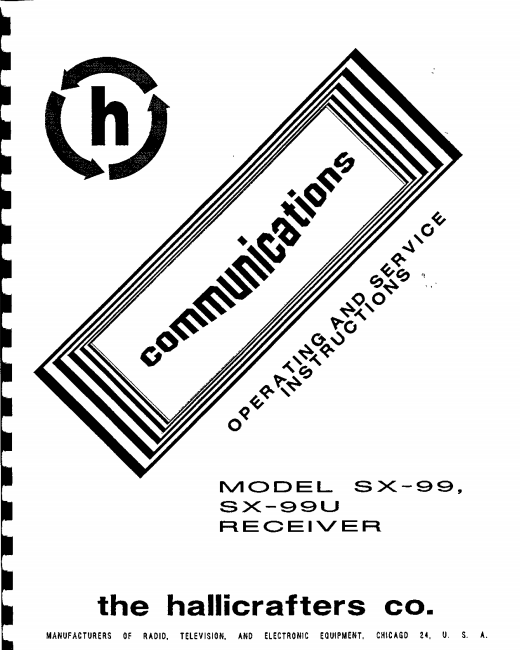 Hallicrafters Model SX-99 SX-99U Receiver Service Manual