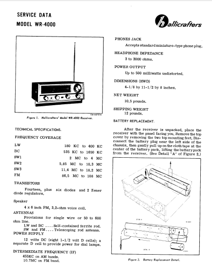 Hallicrafters Model WR-4000 Service Data