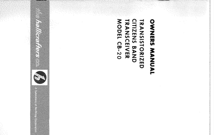 Hallicrafters Model CB-20 Transceiver Owner's Manual