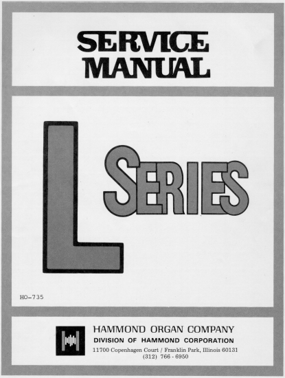 Hammond L Series Service Manual