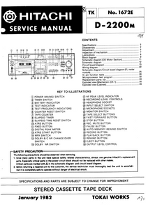HITACHI D-2200M Stereo Cassette Tape Deck Service Manual