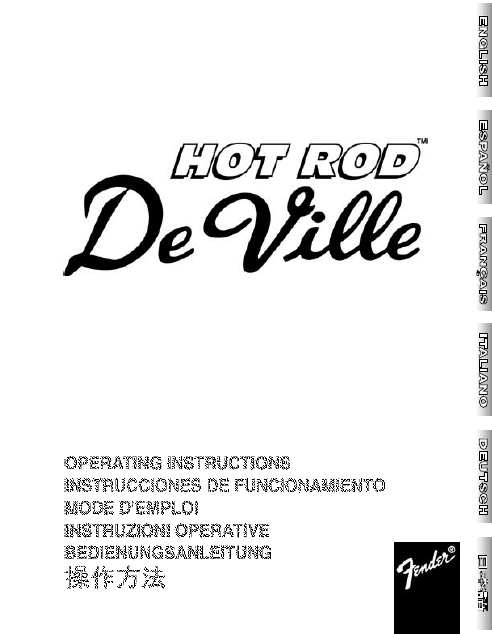 FENDER Hot Rod De Ville Operation Manual