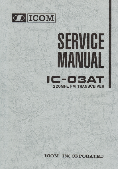 ICOM IC-03AT FM Transceiver Service Manual