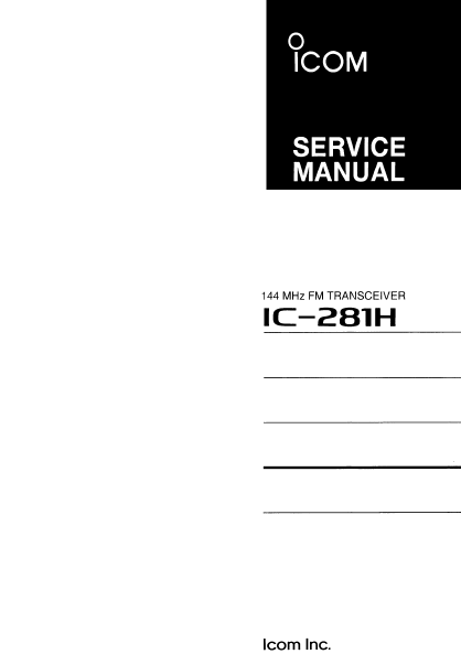ICOM IC-281H FM Transceiver Service Manual
