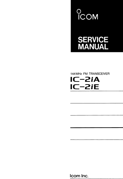 ICOM IC-2iA FM Transceiver Service Manual