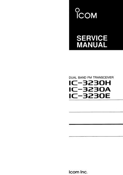 ICOM IC-3230H Dual Band FM Transceiver Service Manual