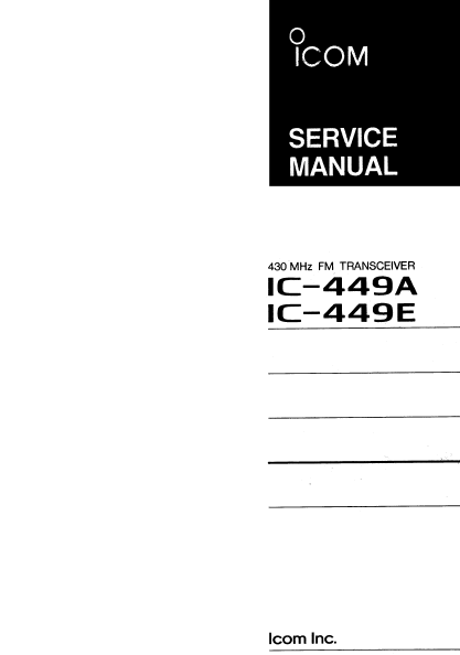 ICOM IC-449A FM Transceiver Service Manual