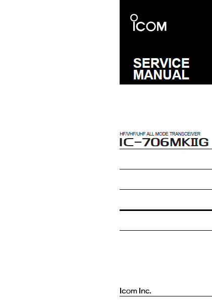 ICOM IC-706KMIIG All Mode Transceiver Service Manual