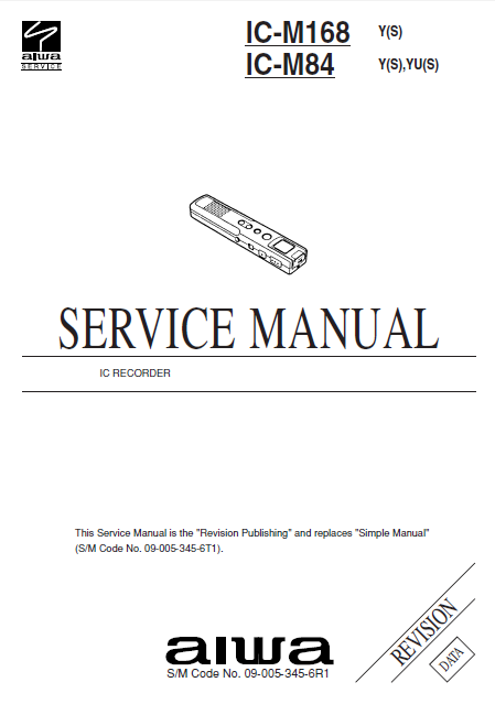 AIWA IC-M168 Revision Service Manual