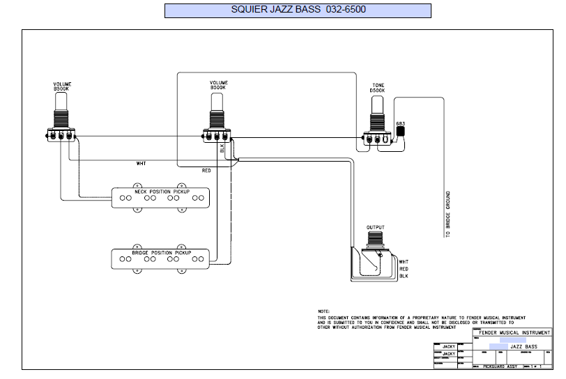 FENDER Squier Jazz Bass 032-6500 Schematic