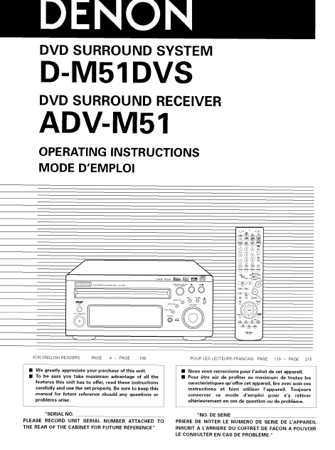 DENON D-M51DVS DVD Surround Receiver Service Manual