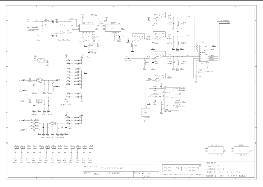 BEHRINGER LC2414 Eurolight rev E Schematics