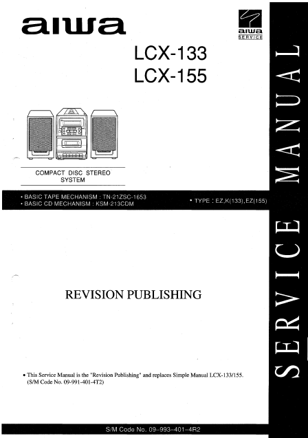 AIWA LCX-133-155 Revision Compact Disc Stereo System Service Manual