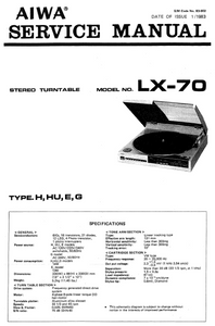 AIWA LX-70 Stereo Turntable Service Manual