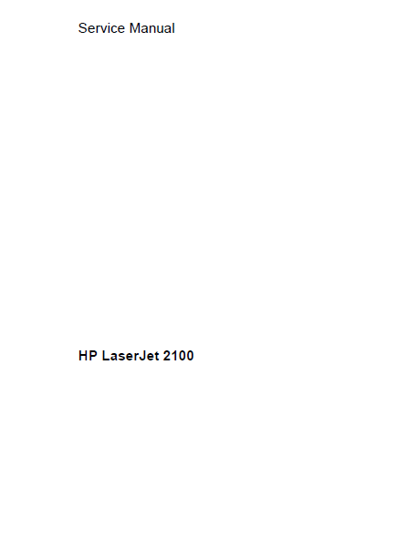 Hewlett Packard LaserJet 2100 Service Manual
