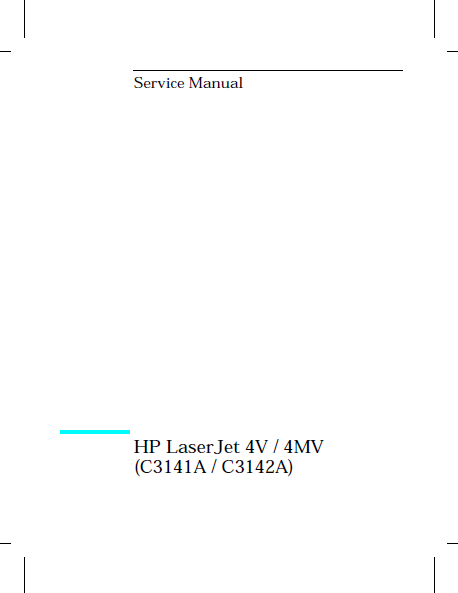 Hewlett Packard LaserJet 4V-4MV Service Manual