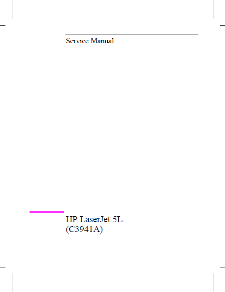 Hewlett Packard LaserJet 5L Printers Service Manual
