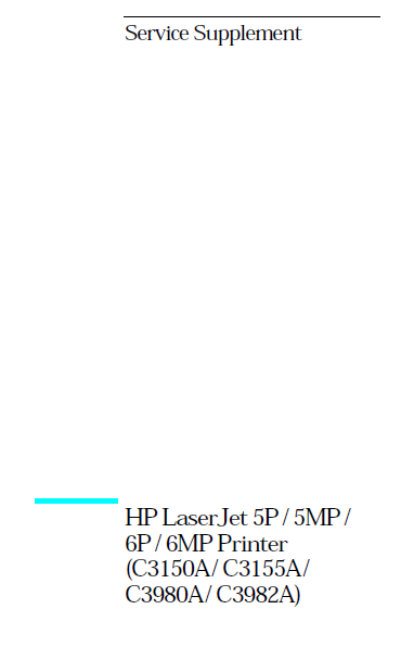 Hewlett Packard LaserJet 5P-5MP Printer Service Manual